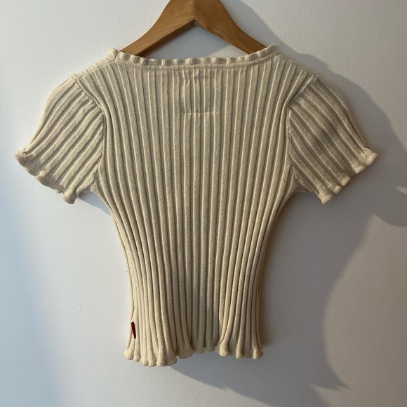 UNIF Womens Cream Crop-top - Picture 4 of 5